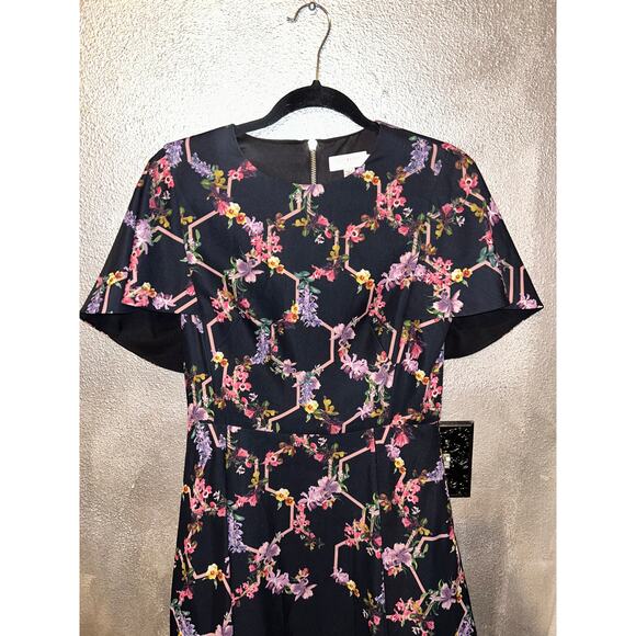 Ted Baker London Vianna Romcom Wedding Floral Short Sleeve Fit & Flare Dress - Picture 2 of 9